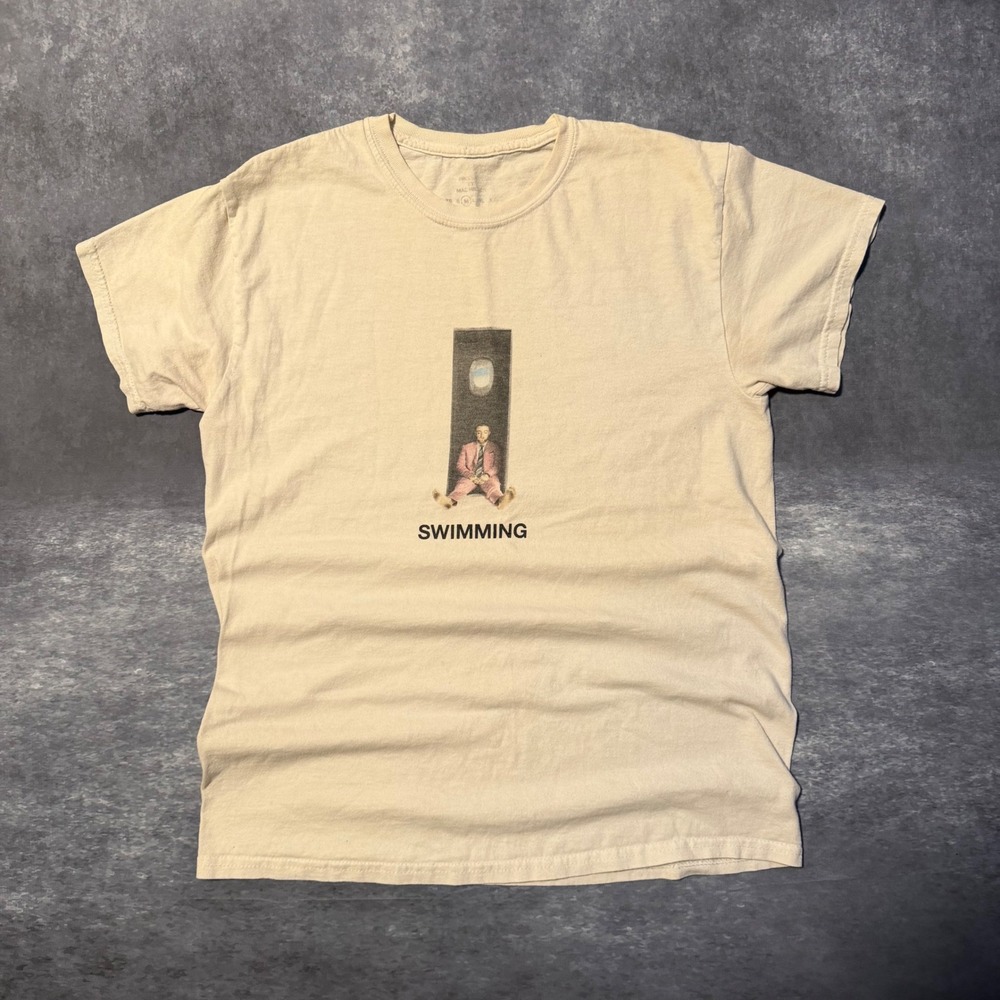 Mac Miller Swimming‎ Album Graphic T-Shirt Mens Medium Tan Beige Double Sided